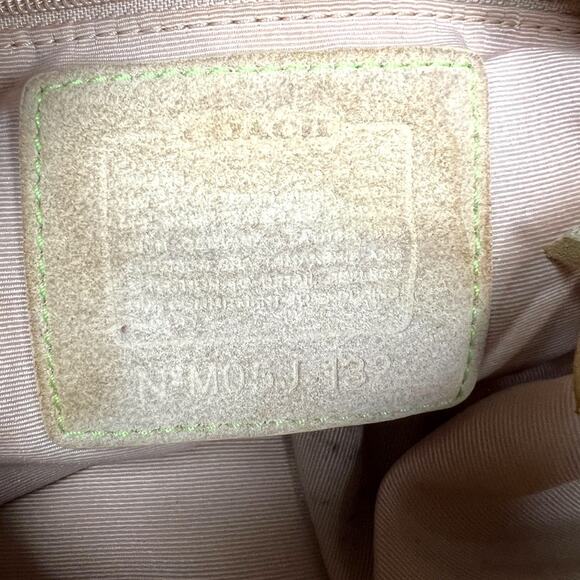 Coach Y2K Hobo Bag White Scribble C Canvas Small Purse Leather Accent Sold As Is - Picture 3 of 9